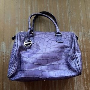 Furla Crocodile Print Genuine Leather Handbag Purse Purple